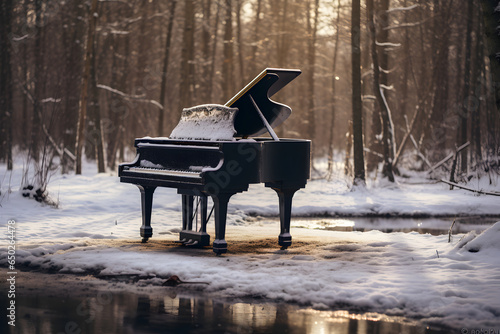 Wallpaper Mural Grand piano standing at nature and in interior Torontodigital.ca