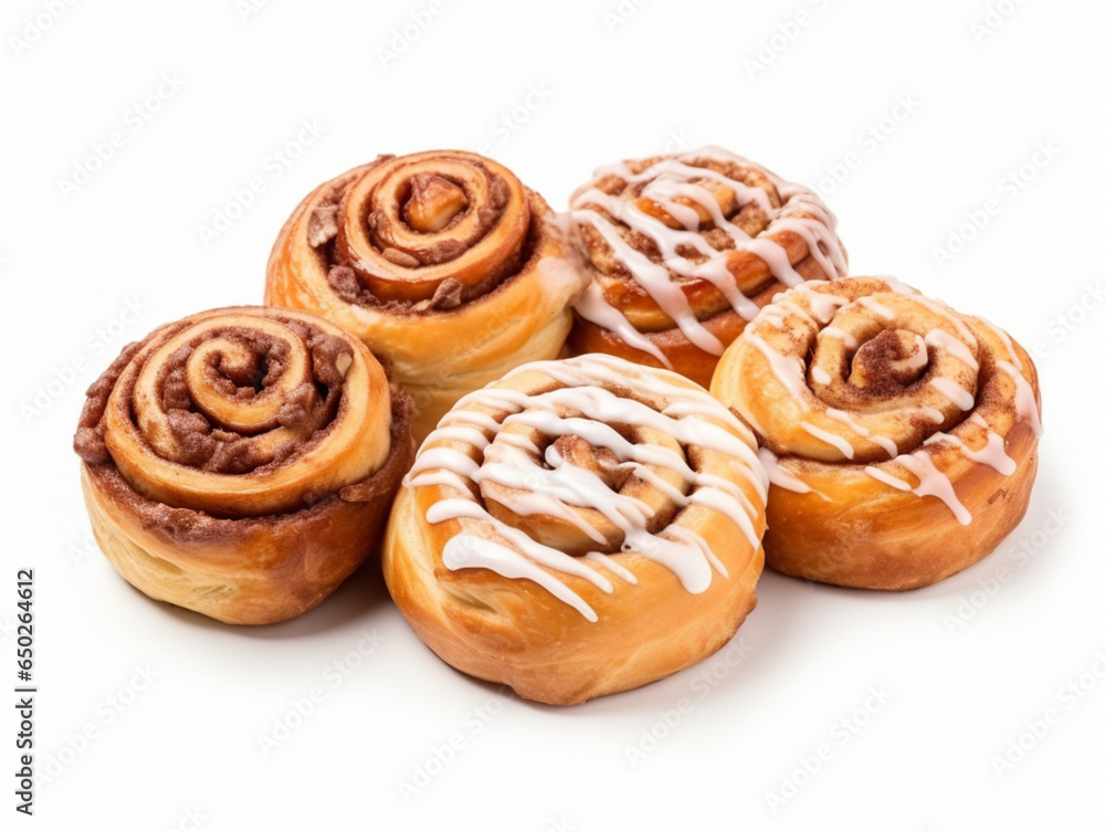 Cinnamon Rolls on white background - 5 rolls Cinnamon Rolls on white background - 5 rolls