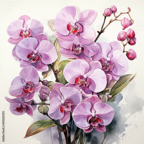 watercolor Orchid clipart  Generative Ai