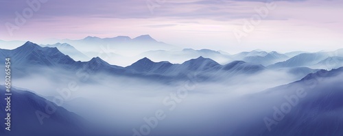 Layers of Misty Blues and Purples on the Mountain Side. Beautiful Majestic Background. Generative ai