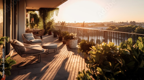 Fotografia An exquisite balcony terrace
