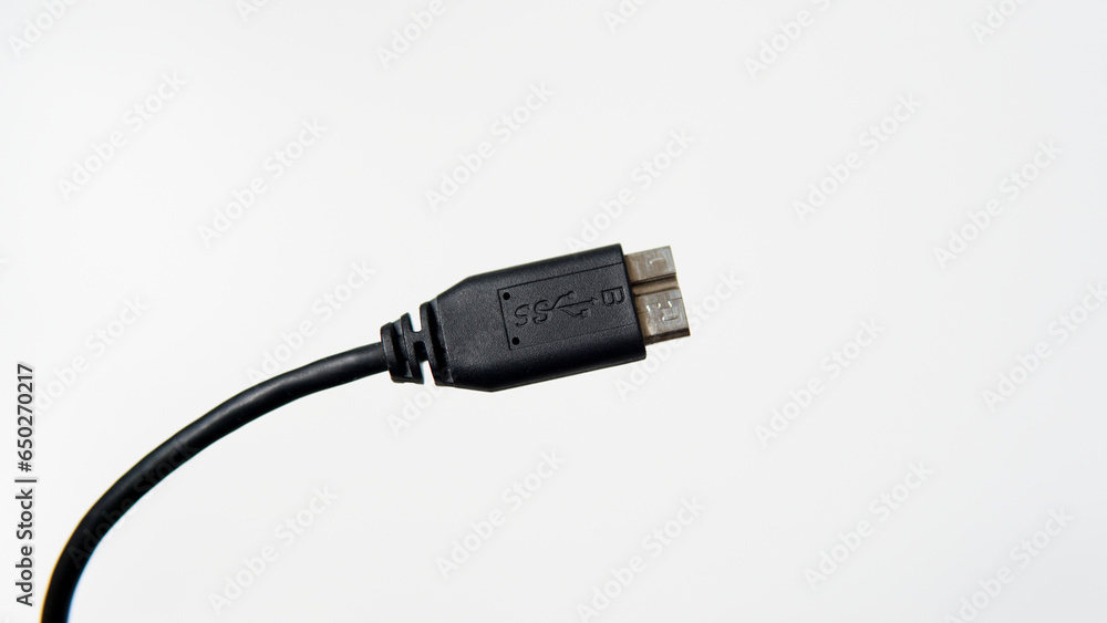 Micro usb cable on white background Micro usb cable on white background