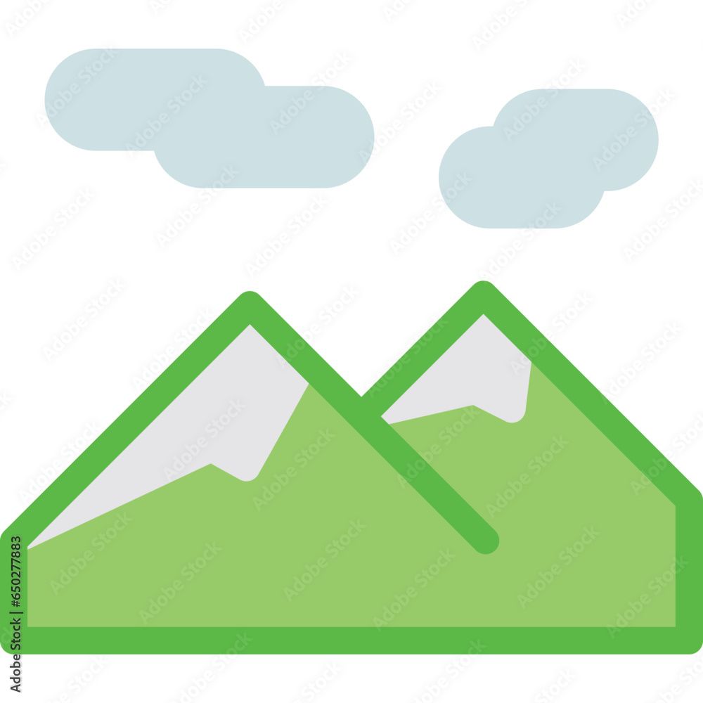 Mountains Flat Color Icon Design Mountains Flat Color Icon Design