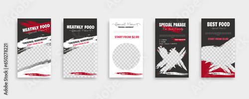 set of food post story social media banner template design. Creative design, easy Use for promotions you product. story food for your restaurant promotion	