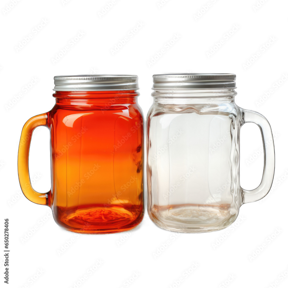 Fall-themed Mason Jar Mugs isolated on transparent background Fall-themed Mason Jar Mugs isolated on transparent background