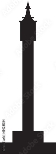 Simple black flat drawing of the English historical landmark monument of the MONUMENT TO THE GREAT FIRE OF LONDON, LONDON