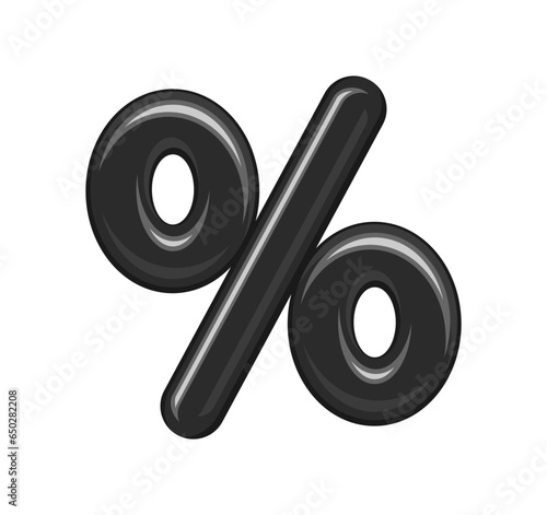 Black balloon in the form of a percent sign isolated on a white background. Flat vector illustration