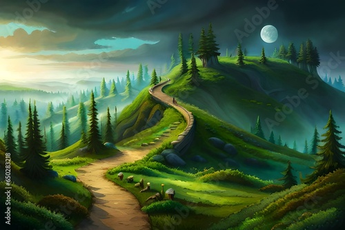 landscape with the moon