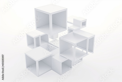 Connected white cubes, 3d render, Generative AI