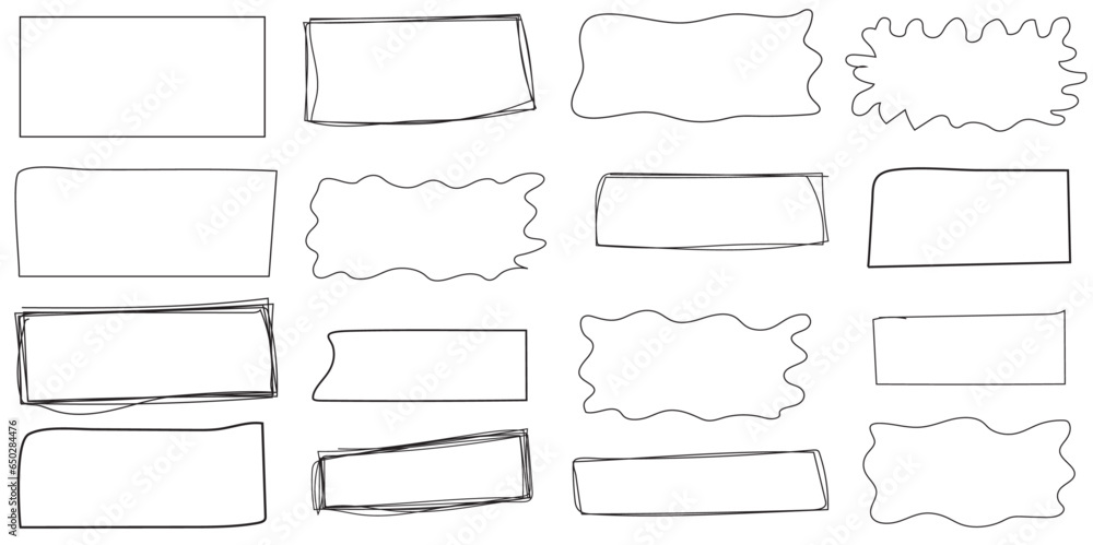 Obraz premium Abstract set of sketch lines geometric squares element. Hand drawn pen lines doodle sketches squares lines. Hand drawn marker and pencil thick squares in different directions.