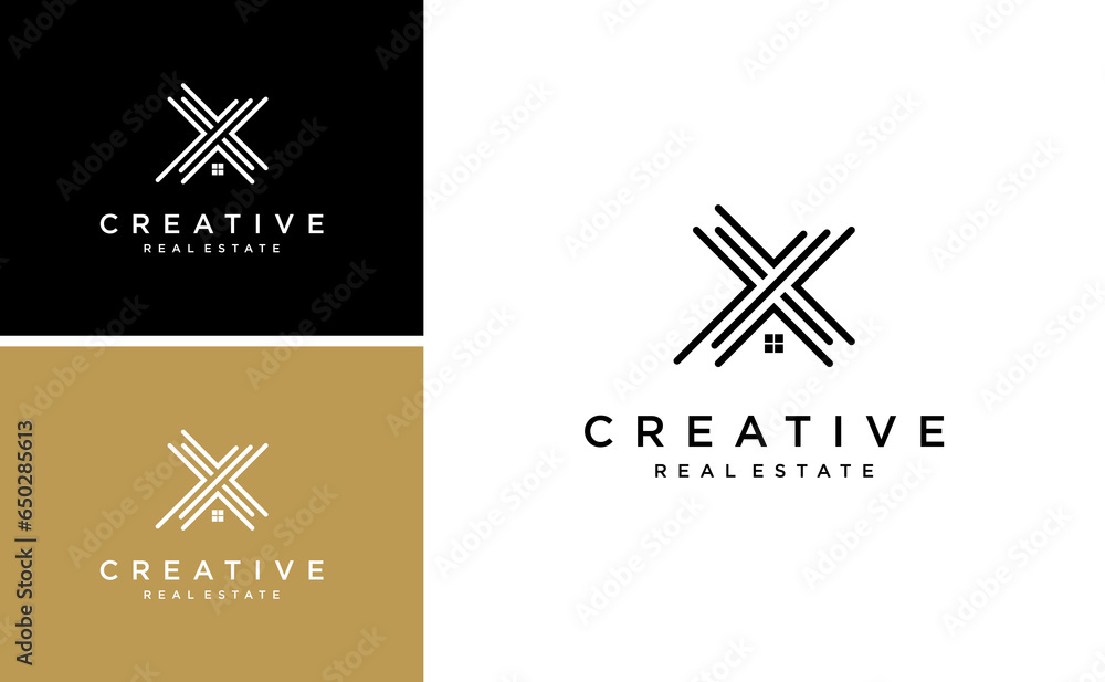 Simple Letter X Home House Logo Design Template