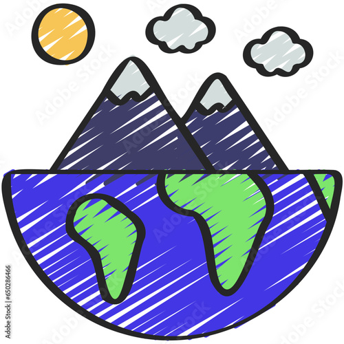 Mountain Range On Earth Icon