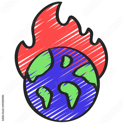 Earth On Fire Icon