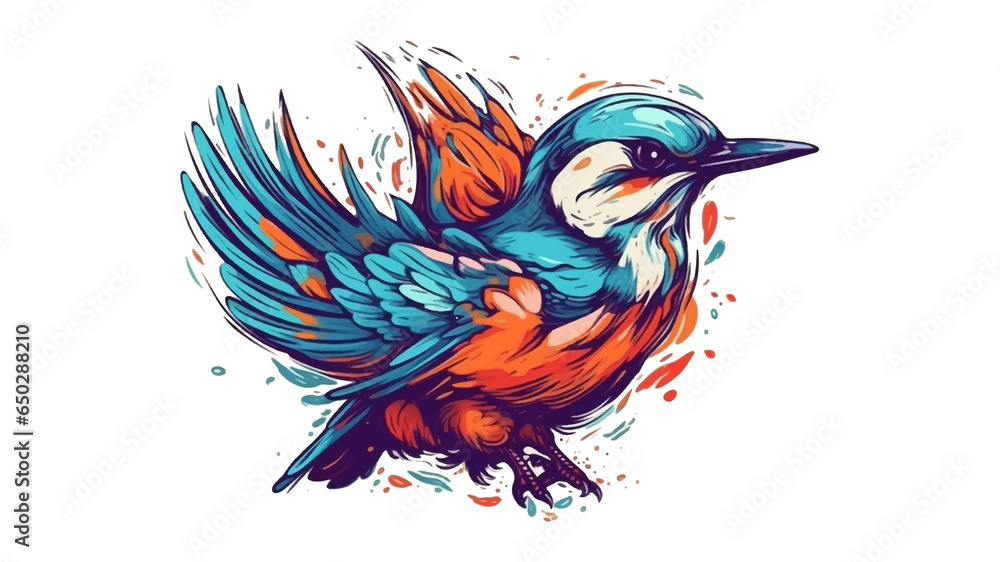 Modern colorful bird logo vector illustration with isolated white background.