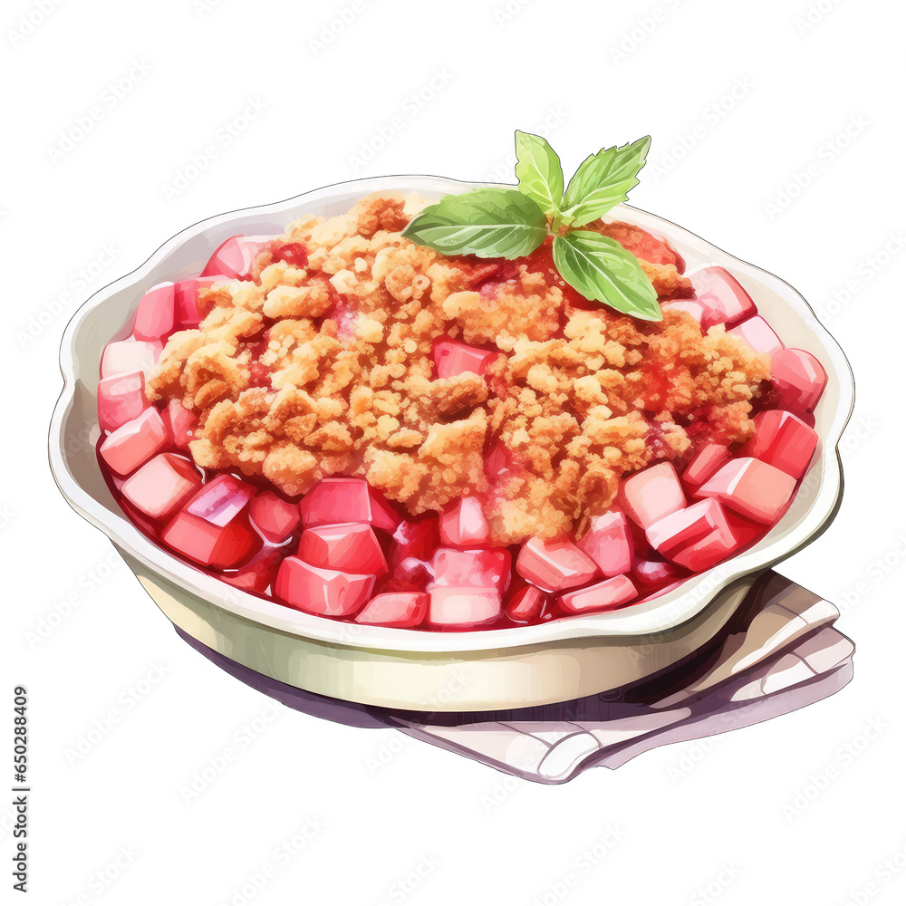 Rhubarb pie, or fruit crisp, in a pan Rhubarb pie, or fruit crisp, in a pan