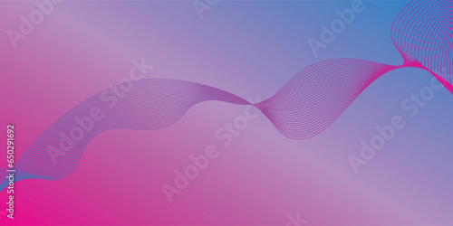 Dark abstract background with glowing wave. Shiny moving lines design element. Modern purple blue gradient flowing wave lines. Futuristic technology