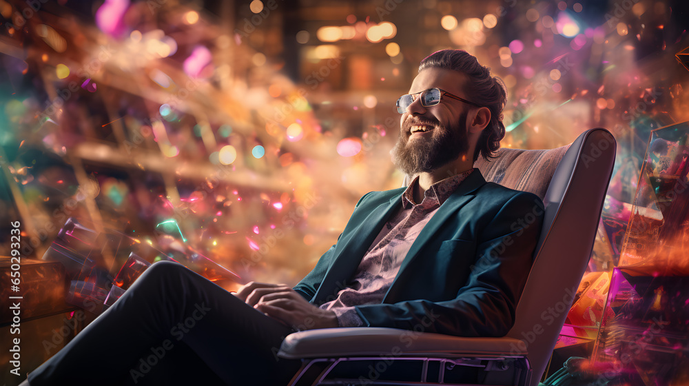 Man enjoying online sale weekend cyber Monday and black friday