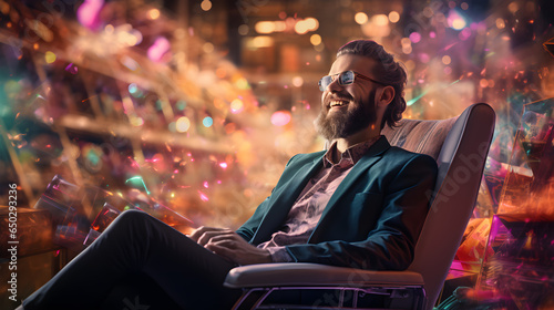 Man enjoying online sale weekend cyber Monday and black friday