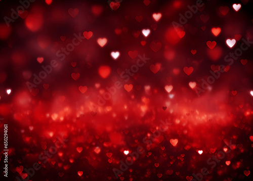 valentines day red hearts on bokeh background