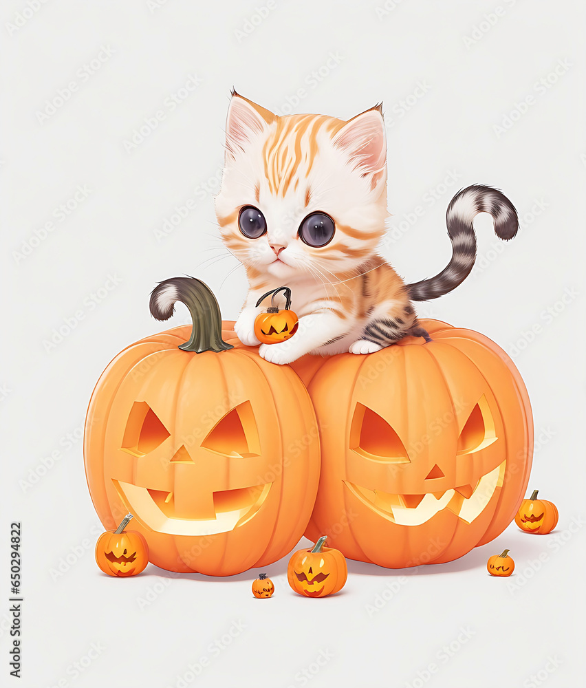  Kawaii Kitten Pumpkin