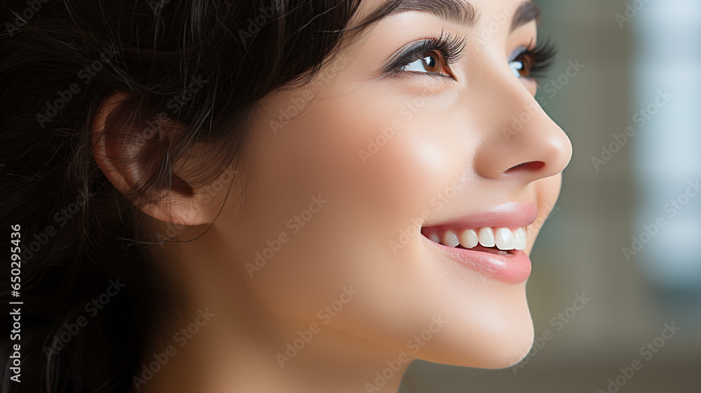 Close-up female mouth, beautiful teeth advertising banner background. Close-up female mouth, beautiful teeth advertising banner background.