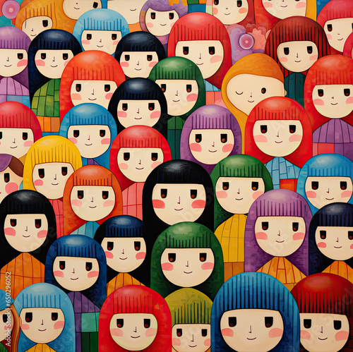 seamless pattern of people