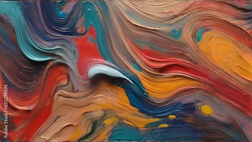 Abstract background from the smears of acrylic paint. Mixing multicolor oil paint. Textured arrangements.