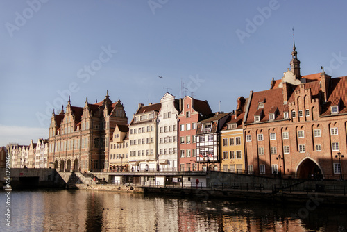 View of the old town of Gdańsk on a sunny autumn day, Poland