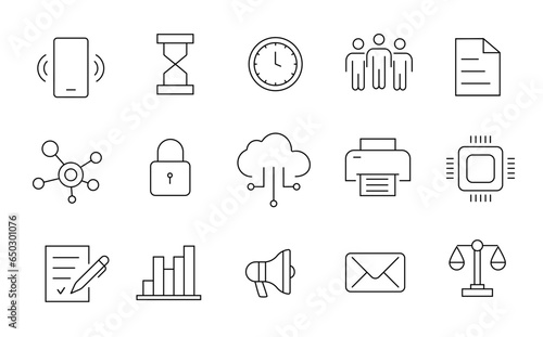Digital Marketing set of web icons in line style.