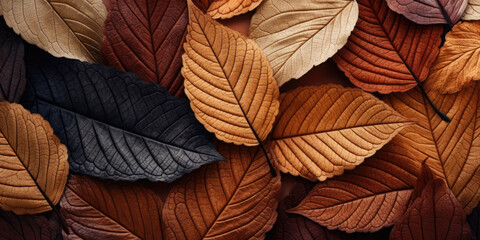 Close-up autumn dry leaf textured wallpaper.
