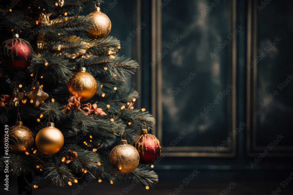 Fototapeta premium Christmas decoration near the simple but warm