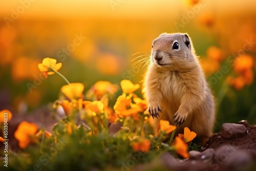 Small ground squirrel on a meadow © Anatolii