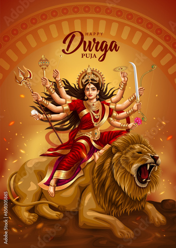 indian God Happy Durga Puja Subh Navratri background. editable vector illustration design