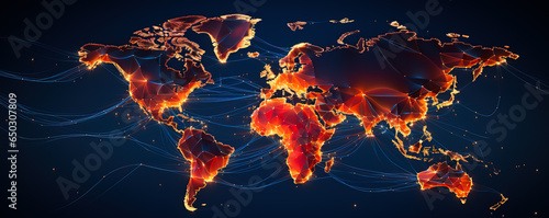 Detailed map of global shipping routes isolated on a gradient background