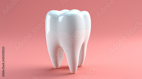 Copy space with 3D tooth model and pink background, health, dental, healthcare concept
