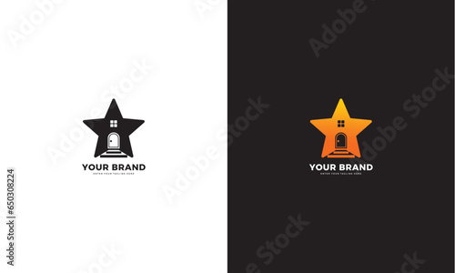 Star house logo, vector graphic design