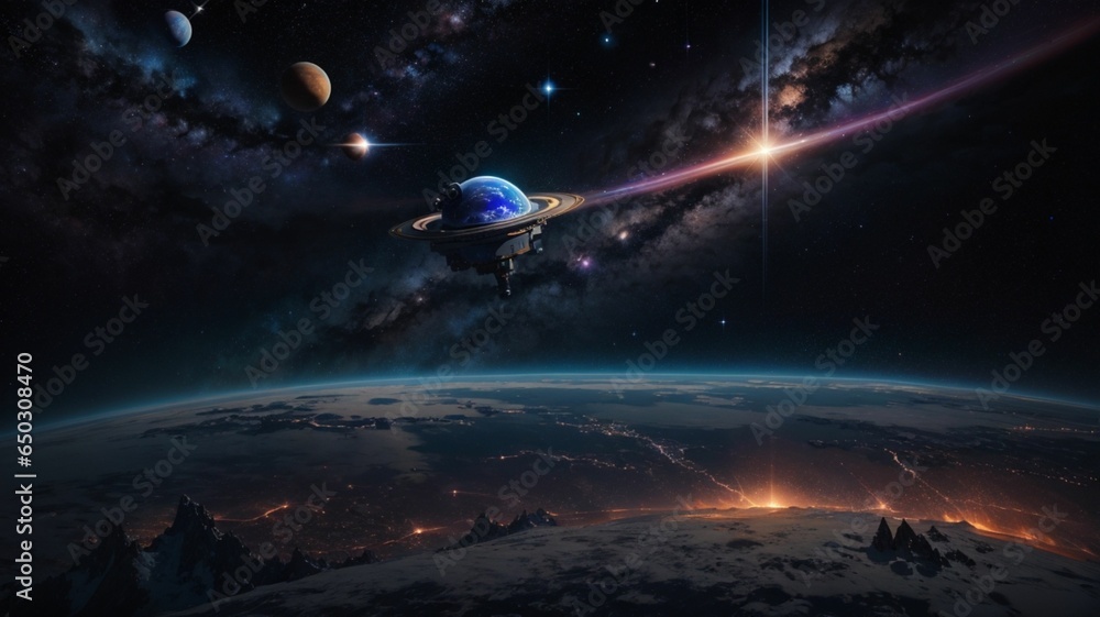 Cosmic Odyssey: Vector Space Illustration