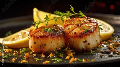 Pan seared diver scallops with lemon