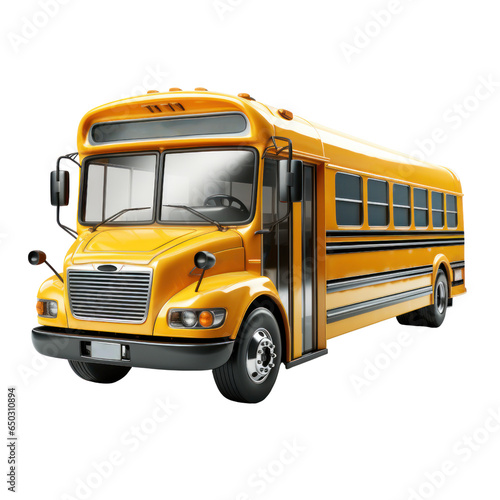 Yellow school bus. Isolated on transparent background.
