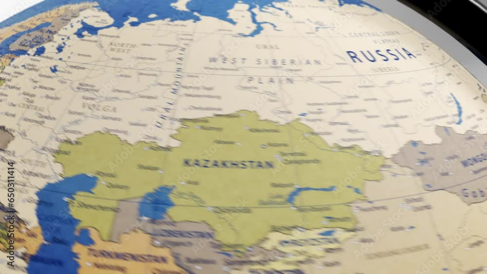 Atlas map of the world globe spinning zooming in and focusing on the country of Sweden, Swedish. Showing area, motion video stock in HD and 4K 