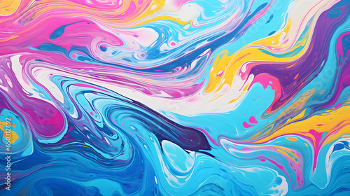 Abstract marbled acrylic paint ink painted waves painting texture colorful background banner Bold colors rainbow color swirls wave, Generative AI