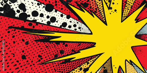 VIntage retro comics boom explosion crash bang cover book design with light and dots. Can be used for decoration or graphics. Graphic Art. Vector. Illustration.