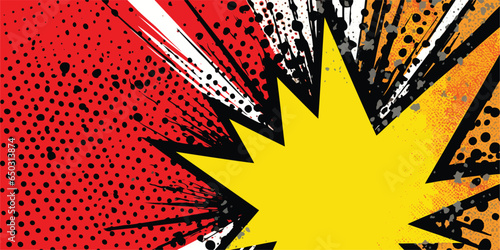 VIntage retro comics boom explosion crash bang cover book design with light and dots. Can be used for decoration or graphics. Graphic Art. Vector. Illustration.