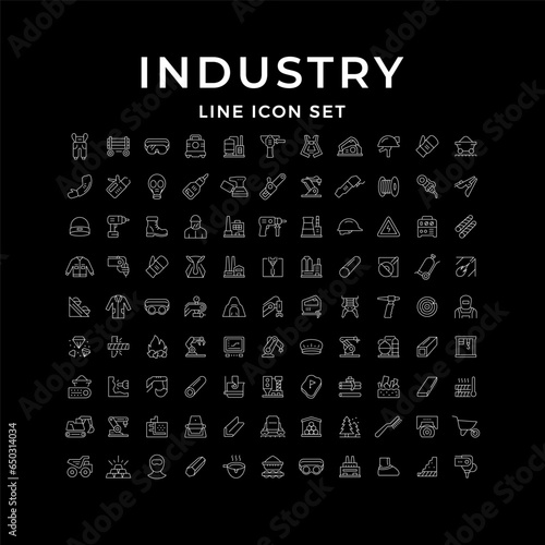 Set line icons of industry