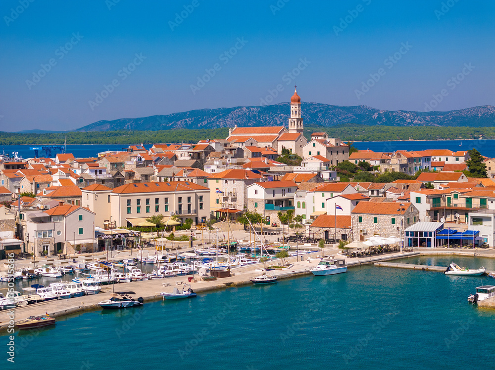 Aerial view of Betina town on Murter Island, Croatia