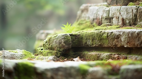 31. Extreme close-up of abstract blurred ancient ruins, sandstone brown and mossy green hues, in the style of gradient blurred wallpapers, depth of field, serene visuals, minimalistic simplicity, clos