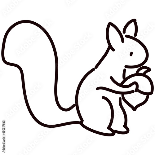 Drawing squirrel with acorn ,isolated with white background 