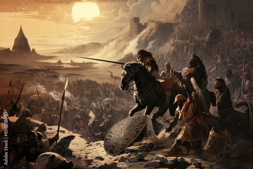 Battle in ancient Egypt, Battle of Kadesh. Generative AI.