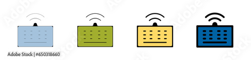 Pictogramme icones logo trace clavier fil et sans fil
