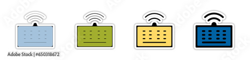 Pictogramme icones logo trace clavier fil et sans fil